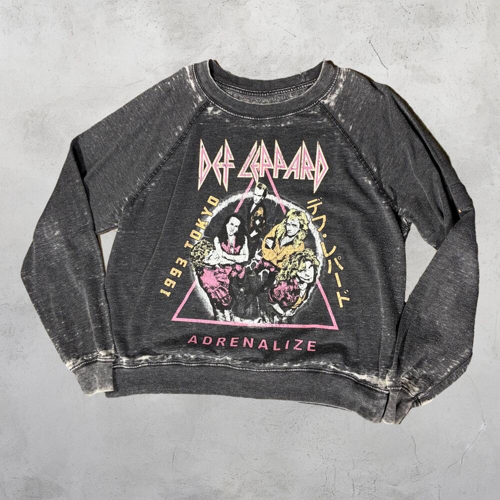 🎸 Def Leppard Adrenalize 1993 Tokyo Acid Wash Sweatshirt ⚡